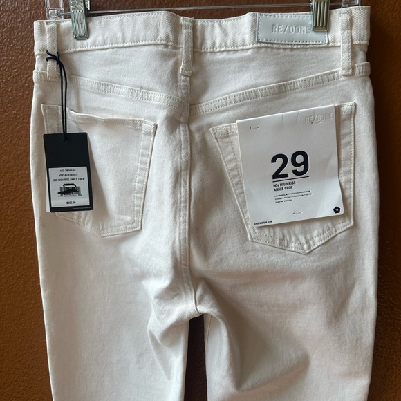 Re/Done 90’s High Rise Ankle Crop Jeans In Vintage White (Cream) Size 29 NWT! - Picture 4 of 16